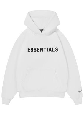 Essentials White Crewneck Sweatshirt with Black Logo
